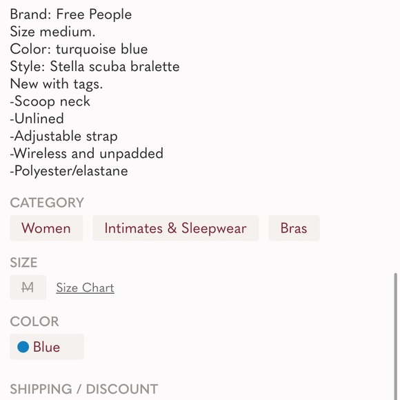 30-50% OFF BUNDLES! NWT FREE PEOPLE SEAMLESS SOFT STRETCHY BRA BRALETTE SIZE M - Picture 3 of 9